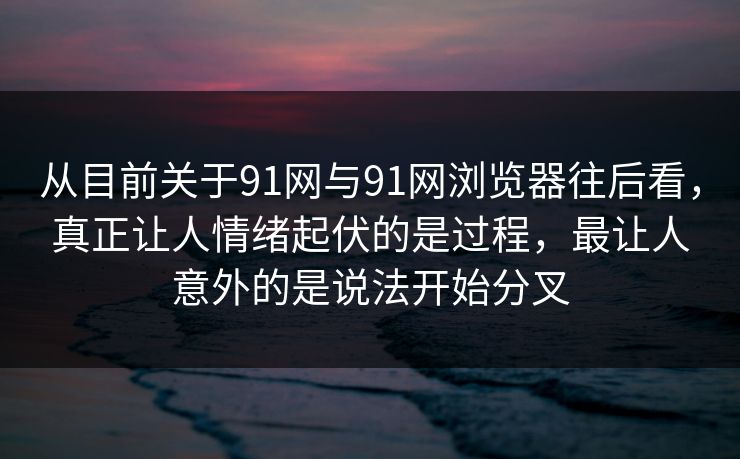 从目前关于91网与91网浏览器往后看，真正让人情绪起伏的是过程，最让人意外的是说法开始分叉