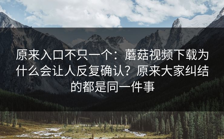 原来入口不只一个：蘑菇视频下载为什么会让人反复确认？原来大家纠结的都是同一件事