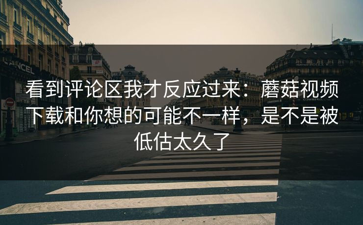 看到评论区我才反应过来：蘑菇视频下载和你想的可能不一样，是不是被低估太久了