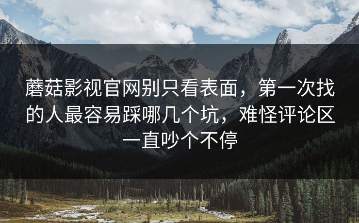 蘑菇影视官网别只看表面，第一次找的人最容易踩哪几个坑，难怪评论区一直吵个不停