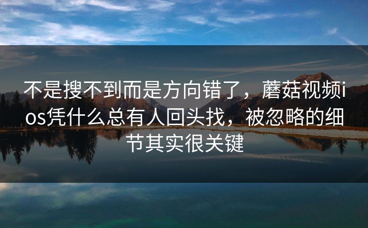 不是搜不到而是方向错了，蘑菇视频ios凭什么总有人回头找，被忽略的细节其实很关键