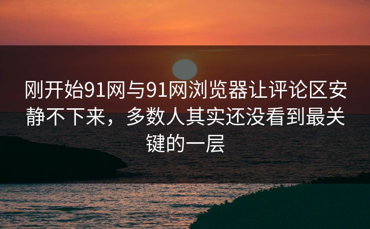刚开始91网与91网浏览器让评论区安静不下来，多数人其实还没看到最关键的一层