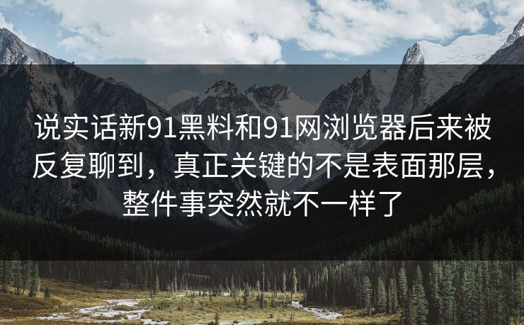 说实话新91黑料和91网浏览器后来被反复聊到，真正关键的不是表面那层，整件事突然就不一样了