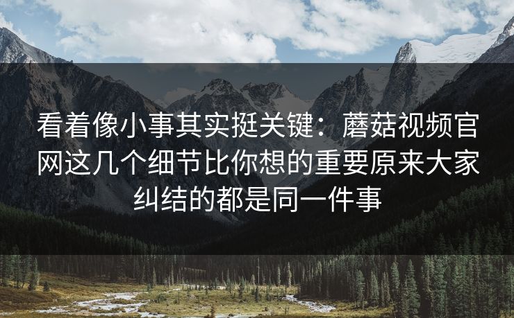 看着像小事其实挺关键：蘑菇视频官网这几个细节比你想的重要原来大家纠结的都是同一件事