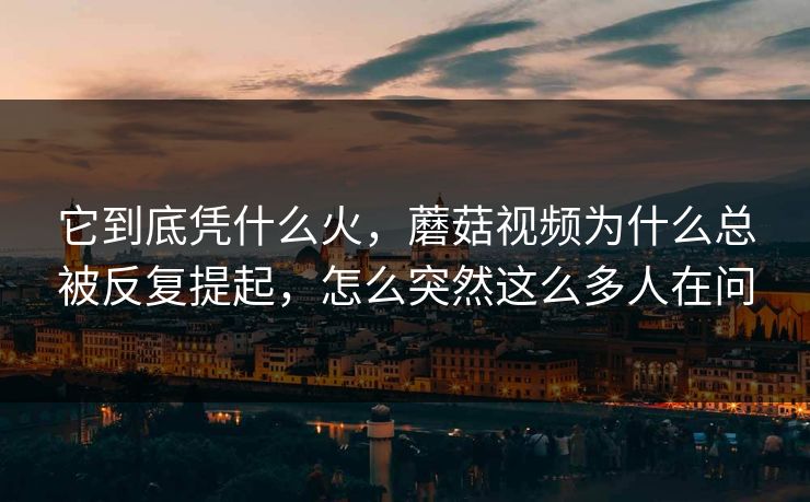 它到底凭什么火，蘑菇视频为什么总被反复提起，怎么突然这么多人在问